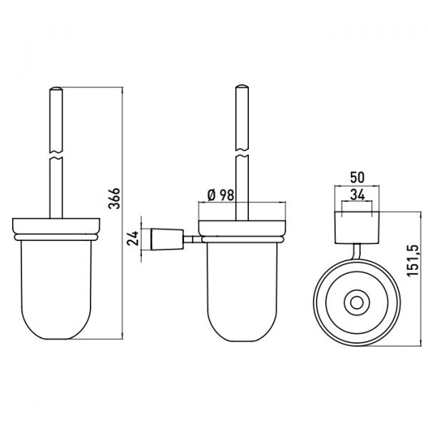 EMCO Logo2 Туалетный ершик, глубокий/steel пластик цвет: белый/хром
