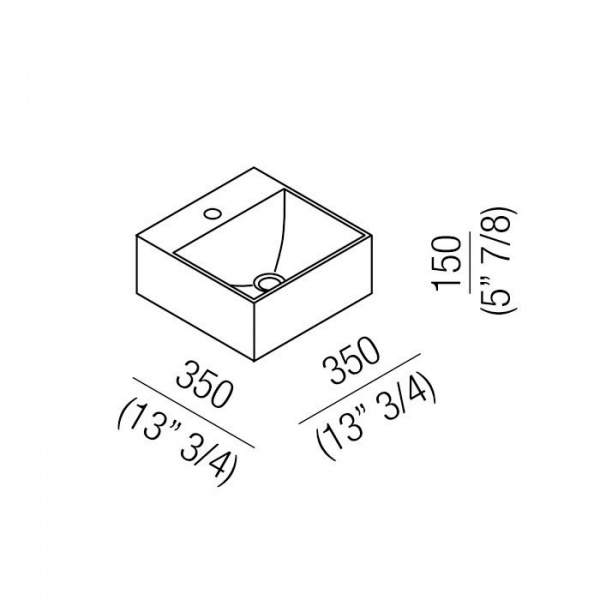 Agape Handwash Раковина 35x35x15 см, 1 отв., квадратная, цвет: белый