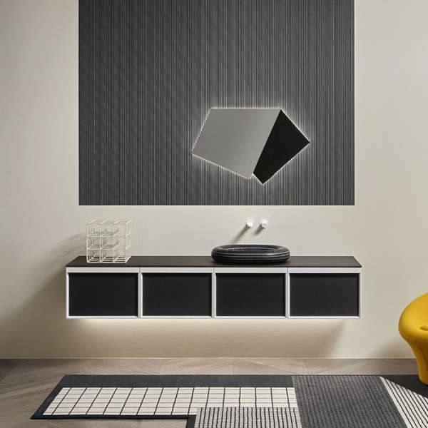 Antonio Lupi Bemade Комплект мебели с тумбами под раковину, раковиной Nero Marquinia, зеркалом с подсветкой, 54 см, цвет: Rovere ardesia