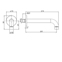 Carlo Frattini Wellness Излив для настенного монтажа, длина 207 мм., цвет: чёрный матовый