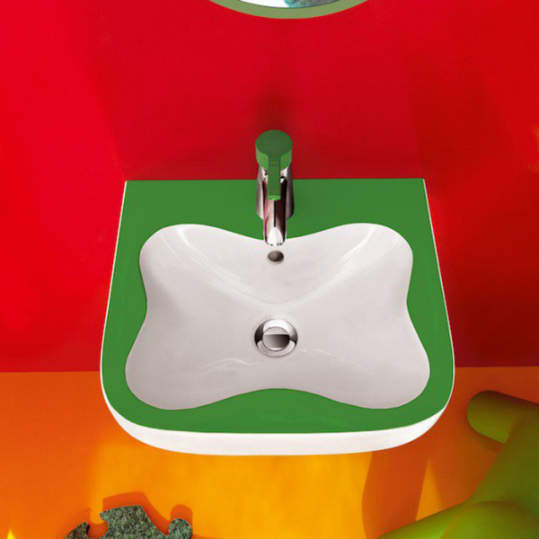 Laufen Florakids Раковина подвесная 45х41х14cм, с 1 отв., цвет белый/зеленый