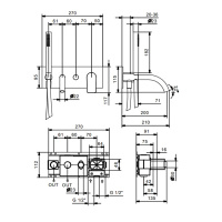 Fantini Myo Смеситель для раковины, настенный, цвет: черный матовый
