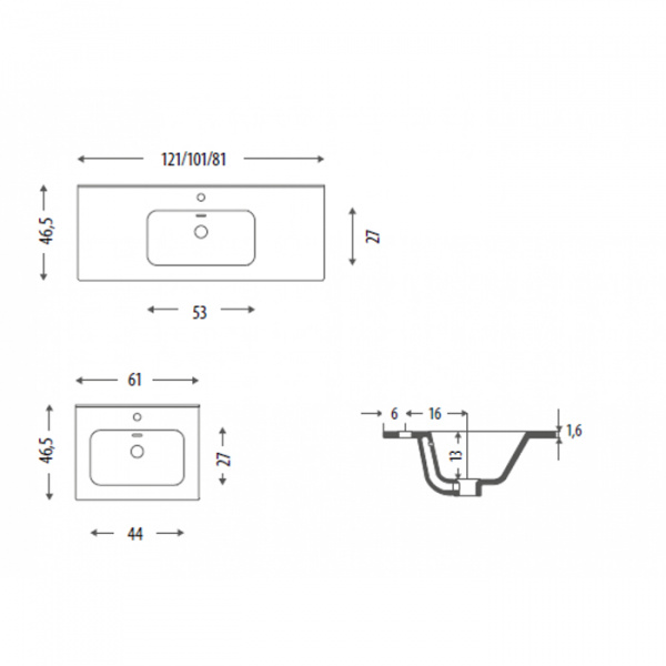 Eban Slim Раковина 81х46.5 см, 1 отв., цвет: белый