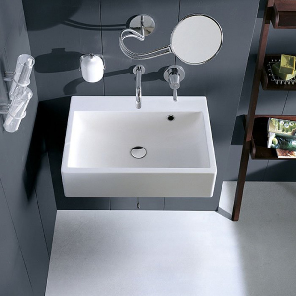 Agape Block Раковина 60х42х16 см, без отв., прямоугольная, цвет: белый