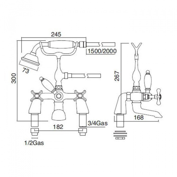 Sbordoni Margherita Смеситель для ванны на 2 отверстия, цвет: хром