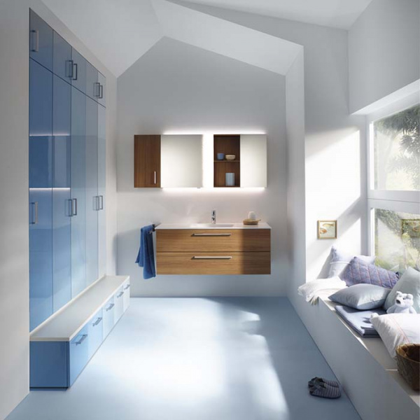 Burgbad Sys30 Комплект мебели №1, тумба с раковиной 120х48х48см., 2 ящика, ручки хром, подвесным шкаф и зеркальным шкафом, цвет: Tectona Dekor Zimt