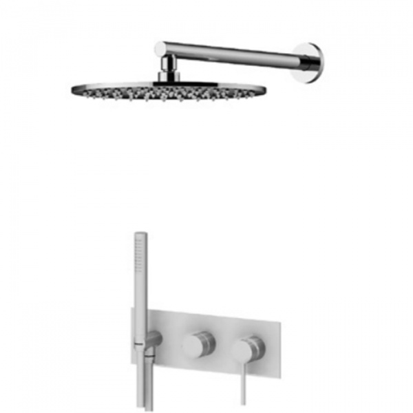 Gattoni Circle Two Комплект для душа, со встроенным смесителем с ручной лейкой и верхним душем 25см, цвет: хром