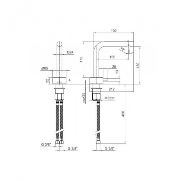 Fantini AF/21 Смеситель для раковины, 1 отв., излив: 155 мм, цвет: Matt British Gold PVD
