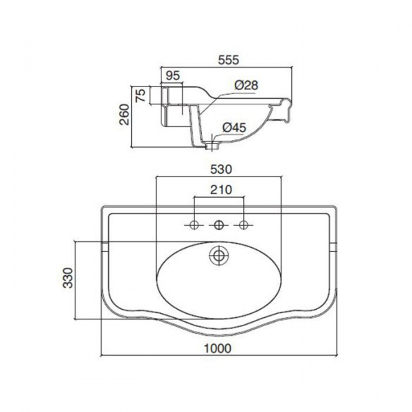 Sbordoni Palladio Раковина 100х55х77.5 см, 1 отв., цвет: белый/глянцевая латунь