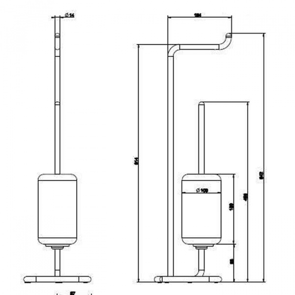 Gessi Goccia Стойка 61.4см., с держателем для туалетной бумаги и ершиком, напольная, цвет: хром/черный