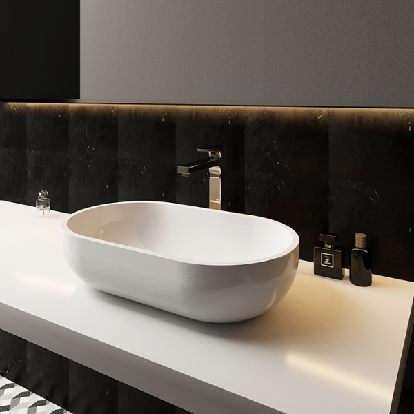 TW collection Раковина 60х30х15см., накладная, без перелива, цвет: белый глянцевый