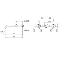 Bossini Liberty Смеситель для раковины, встраиваемый, цвет: античная бронза