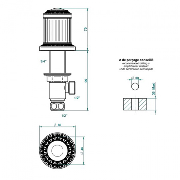THG Malmaison metal Вентиль смесителя для раковины, цвет: Soft matt gold