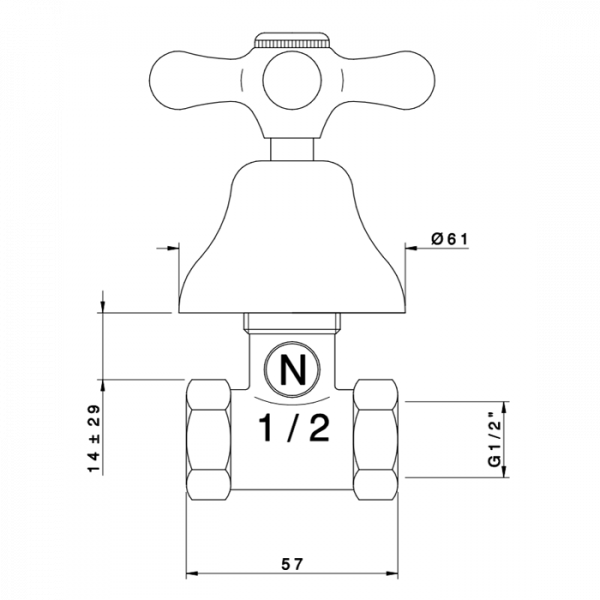 Nicolazzi Nuova Brenta Запорный вентиль 1/2", цвет: хром