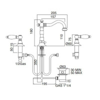 Sbordoni Livia Смеситель для раковины на 3 отверстия, цвет: хром/белый
