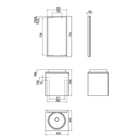 EMCO Asis Комплект мебели, без отверстий для смесителя, зеркало с LED подсветкой, Ручка справа, 45см, белый