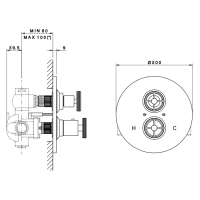 Nicolazzi Termostatico Встраиваемый смеситель, 3/4” с запорным вентилем, 4909CR44, цвет: хром