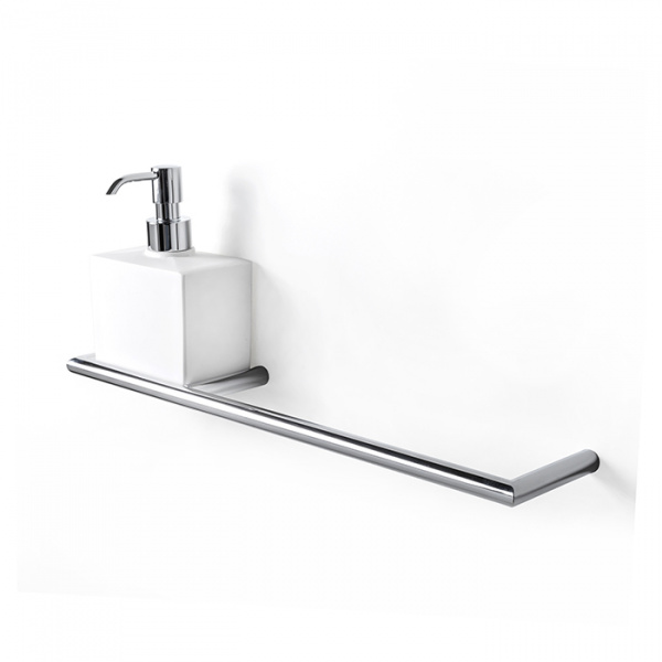 3SC Guy Полотенцедержатель и дозатор, 40см., слева, подвесной, композит Solid Surface, цвет: белый матовый/хром