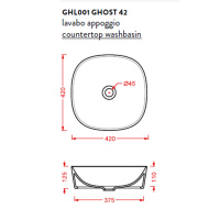 Artceram Ghost Раковина 42 см, без отв., накладная, без слив-перелива, цвет: белый