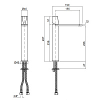 Antonio Lupi Indigo Смеситель для раковины, на 1 отв., излив: 195мм, высота: 28,5см, цвет: графит