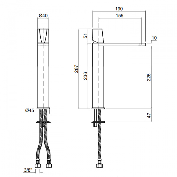 Antonio Lupi Indigo Смеситель для раковины, на 1 отв., излив: 195мм, высота: 28,5см, цвет: графит