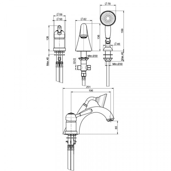 Carlo Frattini Bell, Cмеситель на борт ванны, цвет: Хром