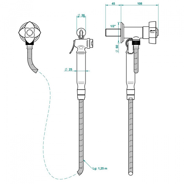 THG Pуtale de cristal clair Гигиенический душ, цвет: золото/прозрачный хрусталь