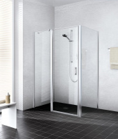 Kermi LIGA Душевой угол на поддон 90x90х200см., петли слева, глянцевое серебро+klar
