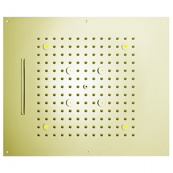 BOSSINI DREAM/3 Верхний душ 570x470 мм, 3 режима (дождь, каскад, туман) с 4 LED RGB, блок питания/управления, Cromoterapia, цвет: сатинированное золото