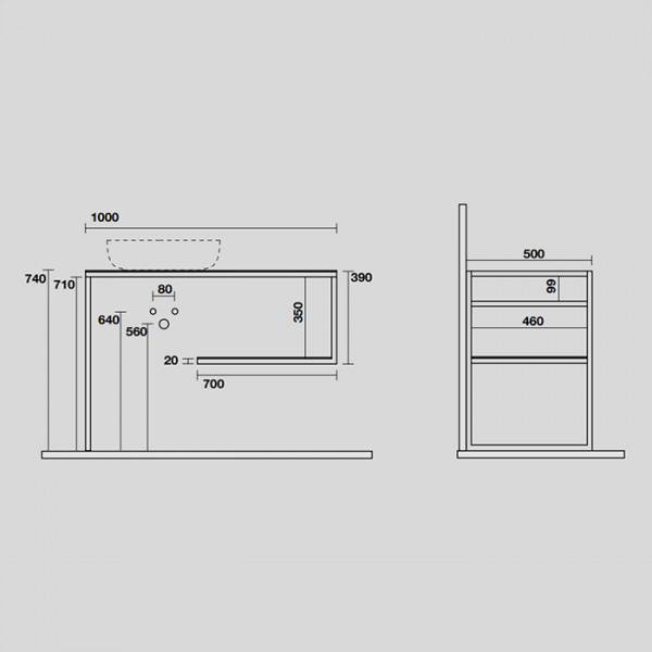 Kerasan Louise Металлическая структура для раковины 100х74см, напольная, с полкой, с 1 отв., с полотенцедержателем, цвет: белый матовый