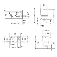Duravit Starck 3 унитаз моноблок приставной 65.5х36см,  слив в стену , с креплениями, цвет: белый