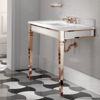 Devon&Devon Claridge Консоль 92х51см со столешницей (с 3отв-ми под смесит) мрамор bianco sivec,, ножки светлое золот, с керам. раковиной York, цвет: белый