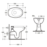 Kerasan Comunita Унитаз 55х38см, для инвалидов, с выпуском в стену, цвет: белый