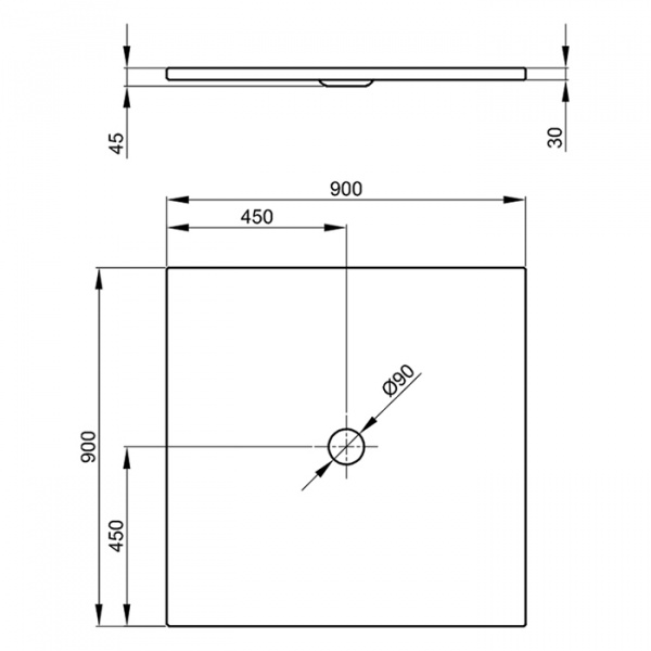 Bette Floor Душевой поддон квадратный 90х90см, с отв-м слива d=9см, с шумоизоляцией, цвет: белый