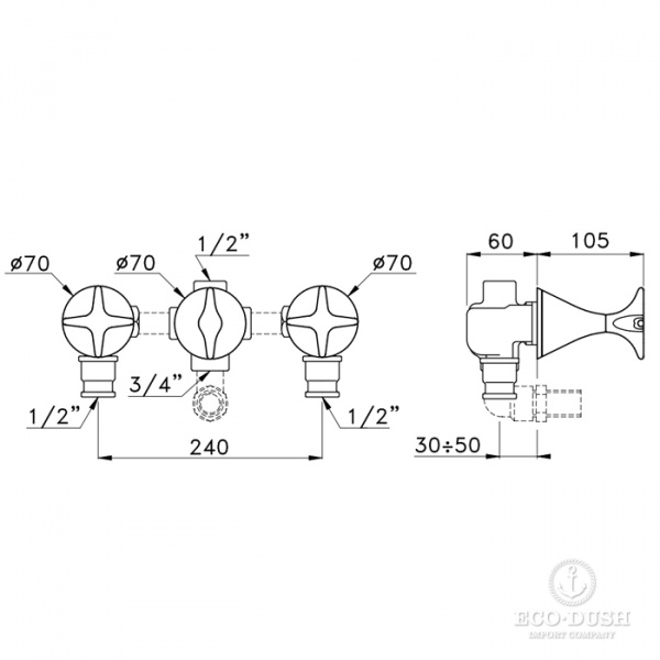Stella 130 Встраиваемый смеситель для ванны/душа 3254TR с переключателем, цвет: хром