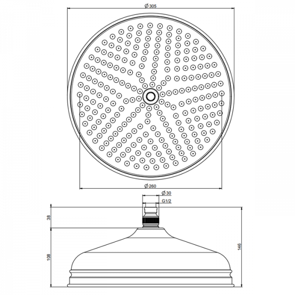 Carlo Frattini Wellness Верхний душ круглый 300мм., цвет: бронза