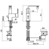 GATTONI KUBIC Смеситель для биде с донным клапаном, цвет: хром глянцевый