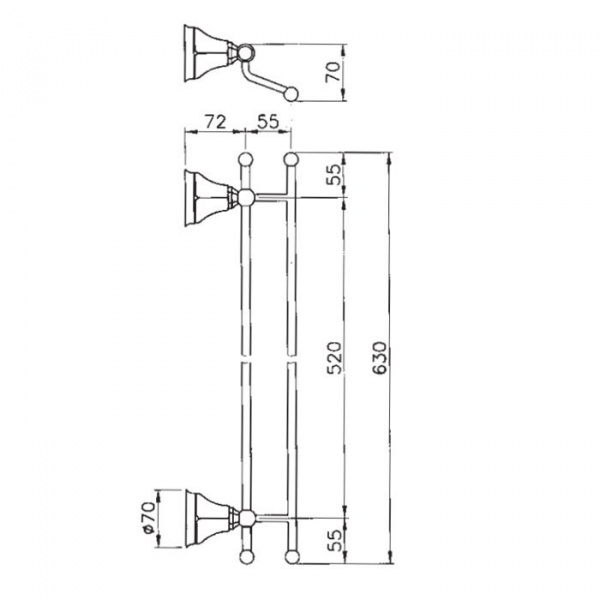Nicolazzi Teide Полотенцедржатель двойной 63см., подвесной, цвет: золото