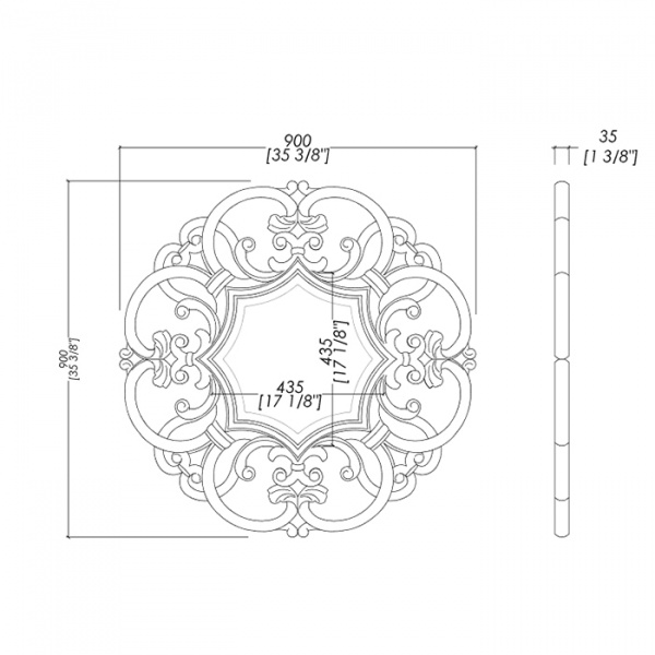 Devon&Devon Black Amelie Зеркало 89х89см, цвет: черный/патина