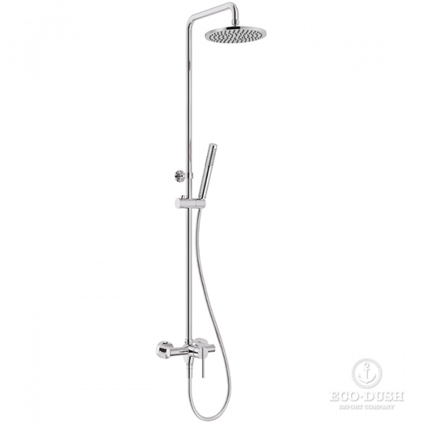 HUBER Tratto Настенная душевая система:однорычажный смеситель для душа,верхний душ,ручной душ с держателем и шлангом, цвет: хромTratto