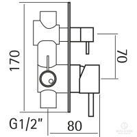 HUBER Lynox Встраиваемый смеситель для душа с переключателем на 2 выхода, на прямоугольном основании, нержавеющая сталь
