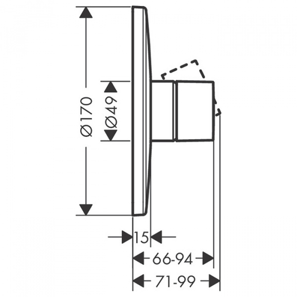 Axor Uno Встраиваемый смеситель для душа, однорычажный, внешняя часть, цвет: шлифованный никель