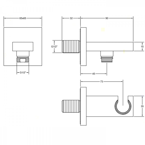 Gessi Rettangolo Вывод воды с держателем для душевой лейки, цвет: хром