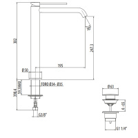 Gattoni Circle Two Смеситель для раковины высокий 302 мм, на 1 отверстие, излив 195 мм, с донным клапаном, цвет: хром