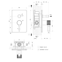 Gessi Inciso Shower Встраиваемый однорычажный смеситель, картридж Ø35 мм, на две позиции с автоматическим переключателем, внешняя часть, цвет: black XL