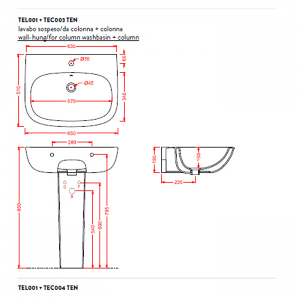 Artceram TEN Раковина 65х51 см, 1 отв., цвет: белый