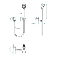 THG Mossi cristal clair Душевой комплект с ручным душем, шланг 1500 мм., держатель и подвод воды, цвет: хром