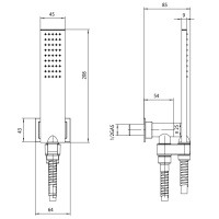 Bossini Flat One Гигиеническая лейка с держателем и шлангом 150см, цвет: хром