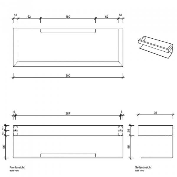 Decor Walther Contract Полочка для душа 30х9.5х8 см, цвет: полированная сталь