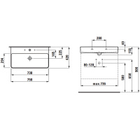 Laufen VAL Раковина 75х42х11.5 см, без отв., цвет: белый